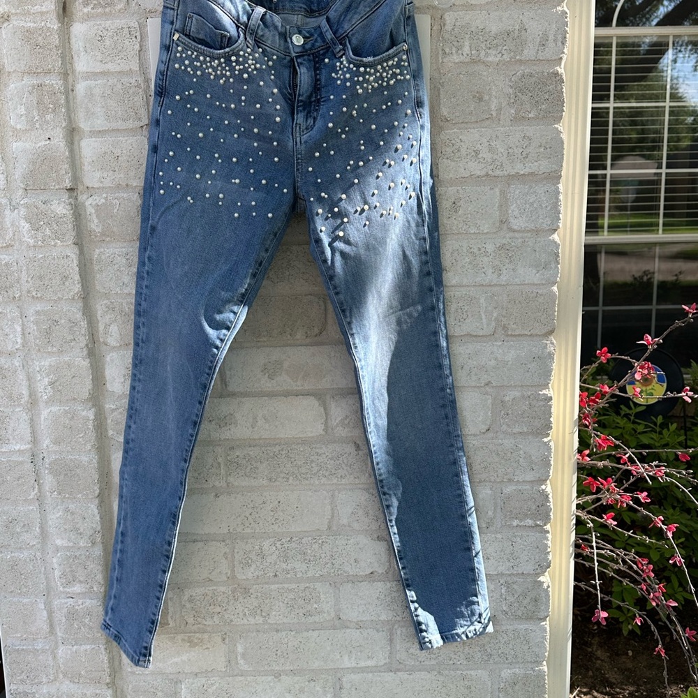 Women's Blue Studded Jeans